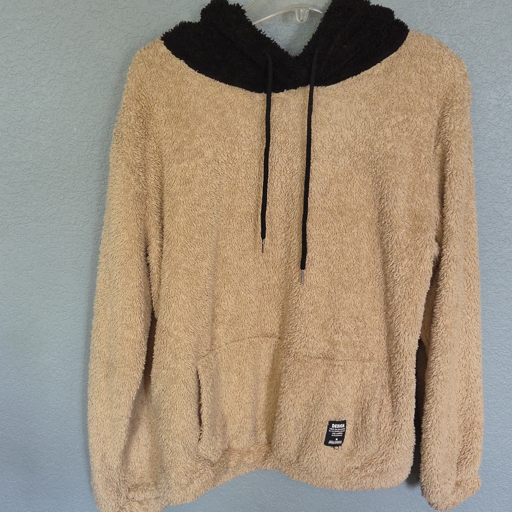 ZAFUL Colorblock Splicing Faux Fur Fluffy Hoodie. X
